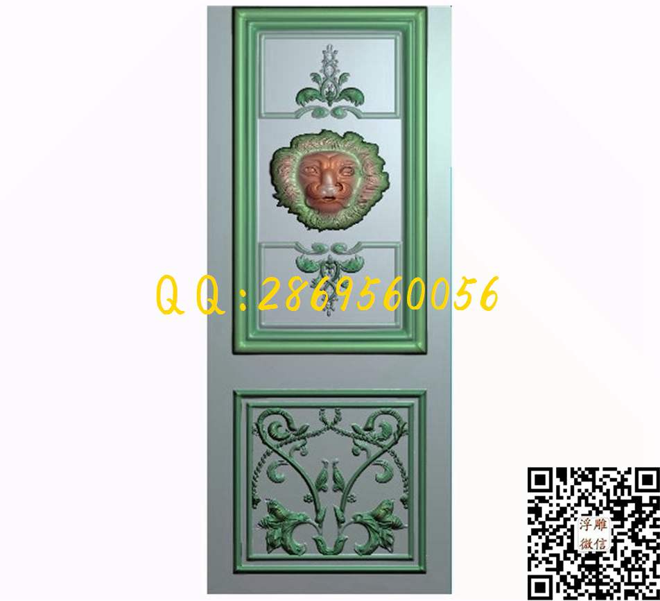 狮子门612-1468_欧式木门洋花贴花门上花门芯门楣门板精雕图浮雕图